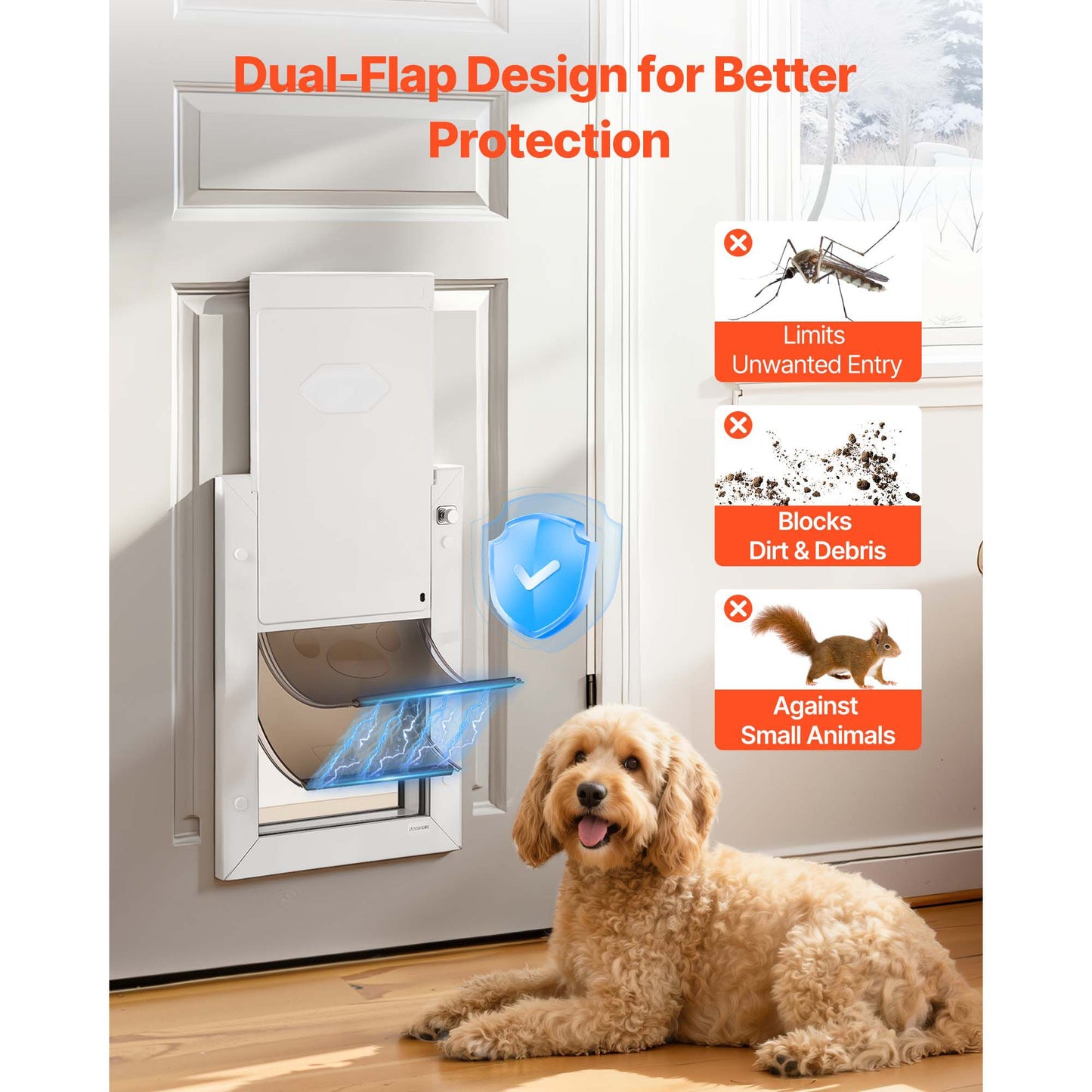 Pet Door, Medium, with Double Magnetic Flaps and Metal Frame
