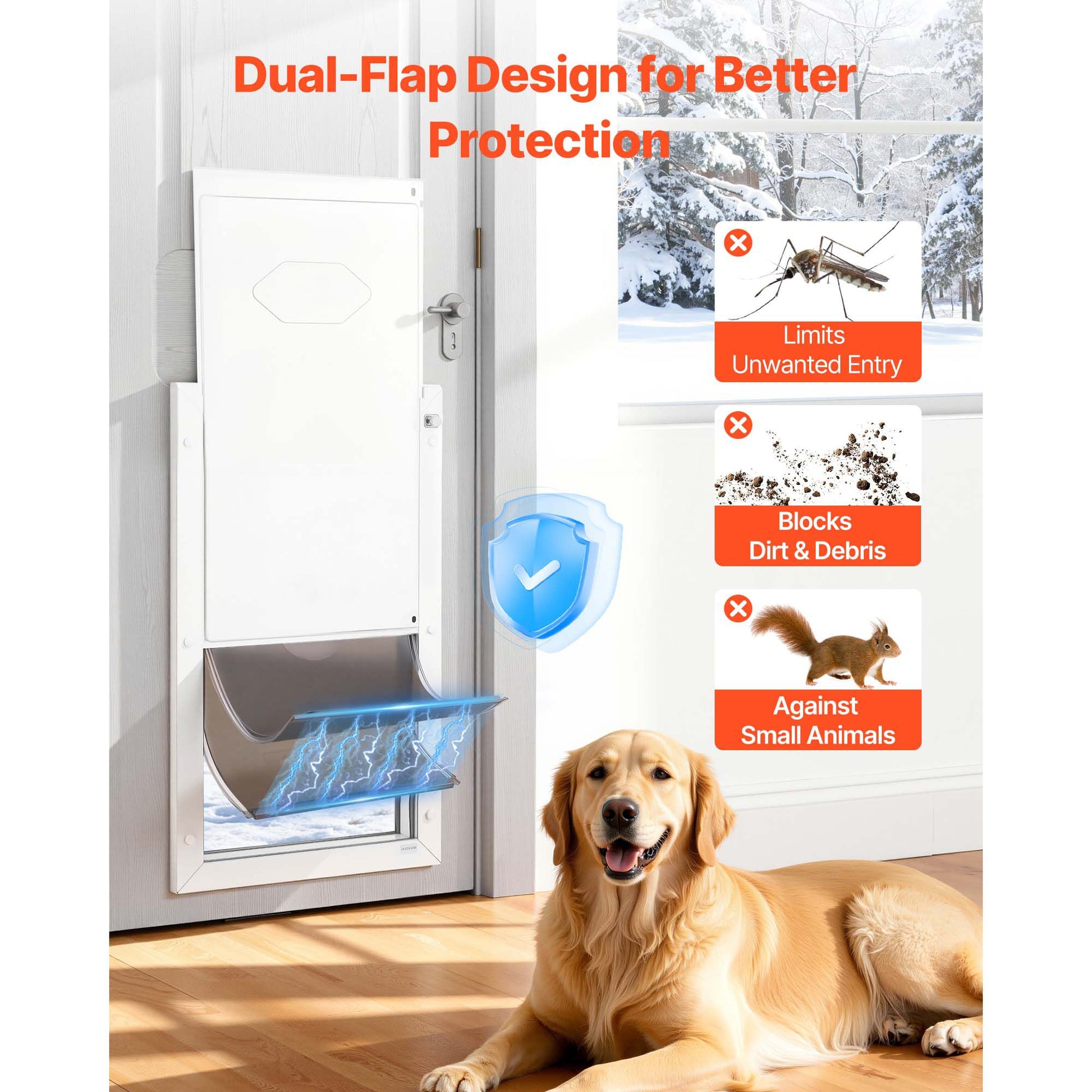 Pet Door, X-Large, with Double Magnetic Flaps and Metal Frame