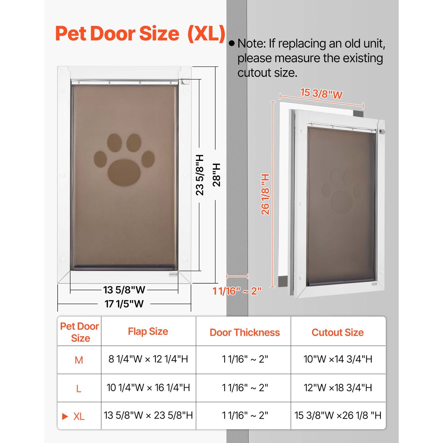 Pet Door, X-Large, with Double Magnetic Flaps and Metal Frame