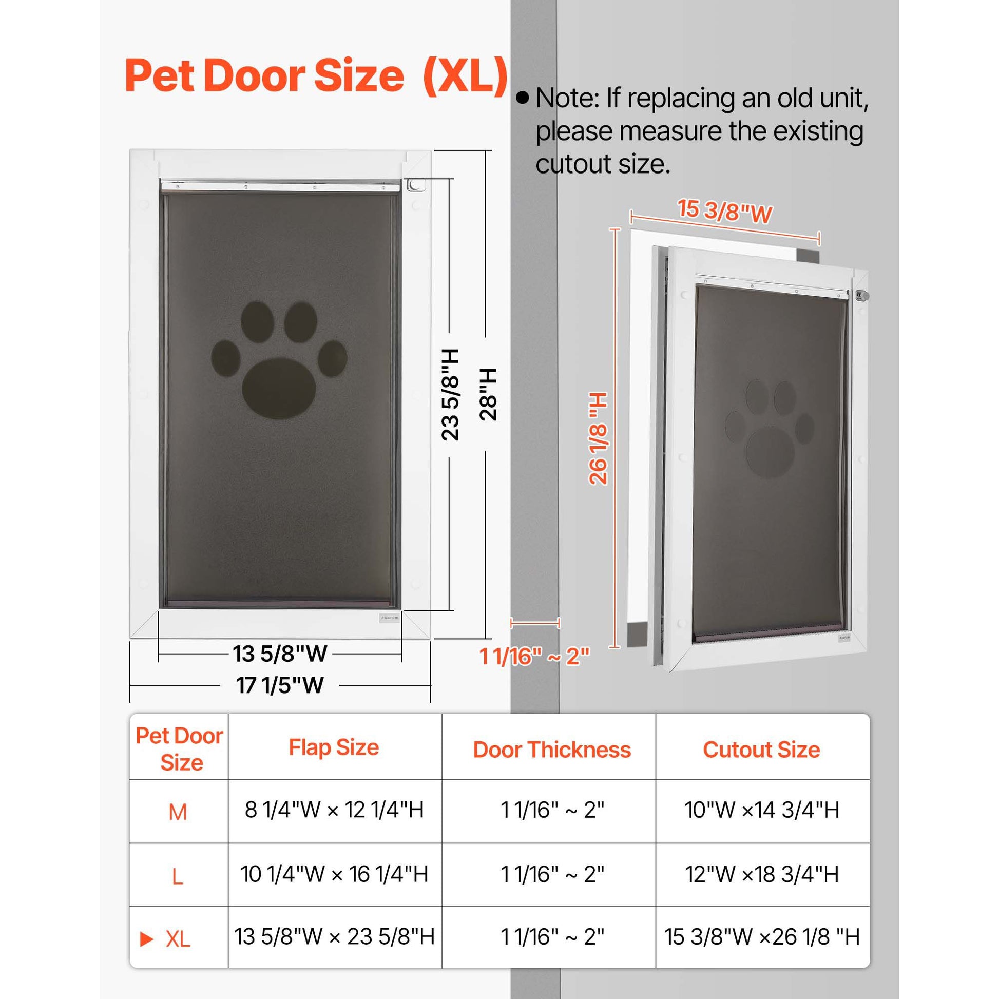 Pet Door, X-Large, with Three Magnetic Flaps and Metal Frame