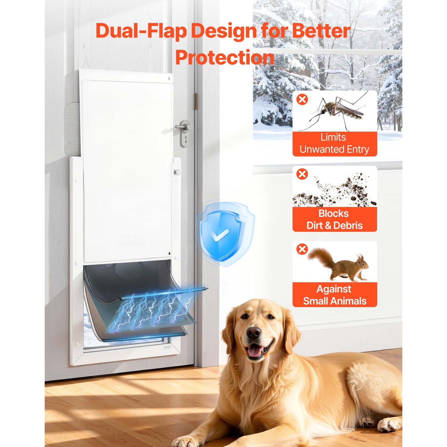 Pet Door, X-Large, with Three Magnetic Flaps and Metal Frame