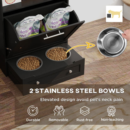 Pet Feeder Station Storage Cabinet, Dog Food Storage Container