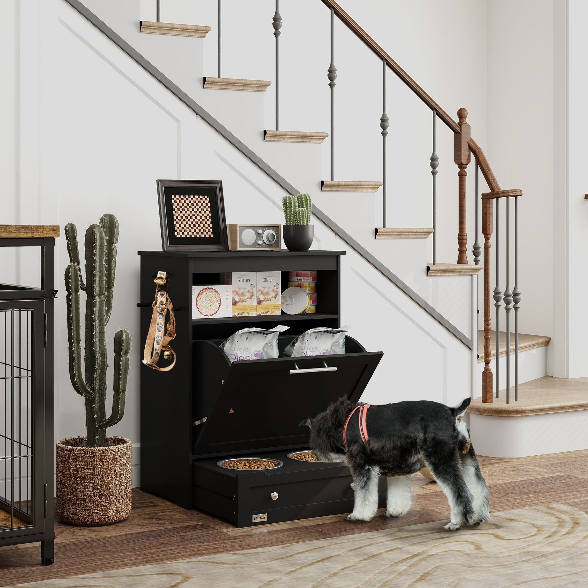 Pet Feeder Station Storage Cabinet, Dog Food Storage Container
