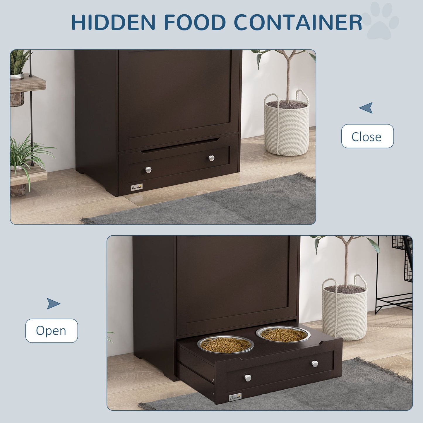 Pet Feeder Station Storage Cabinet, Dog Food Storage Container