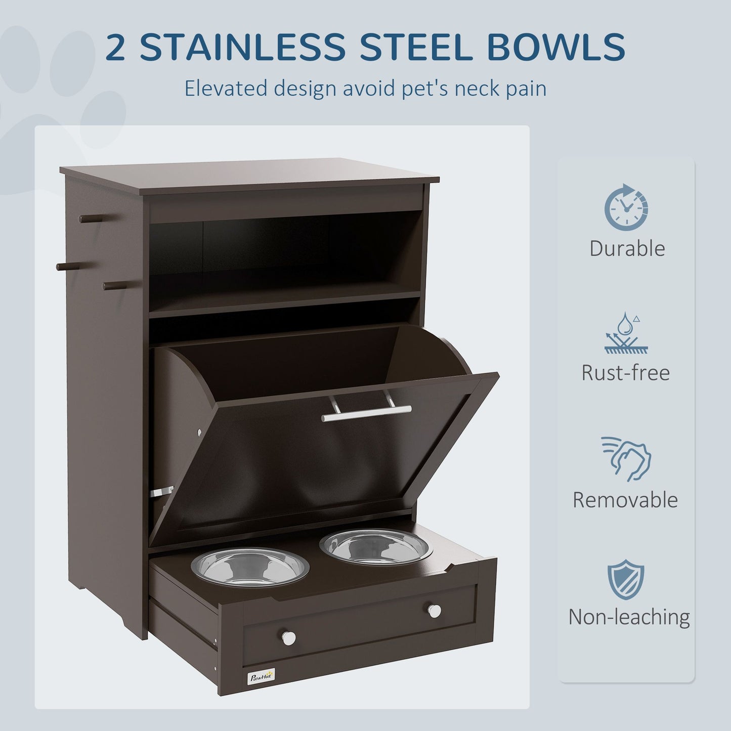 Pet Feeder Station Storage Cabinet, Dog Food Storage Container