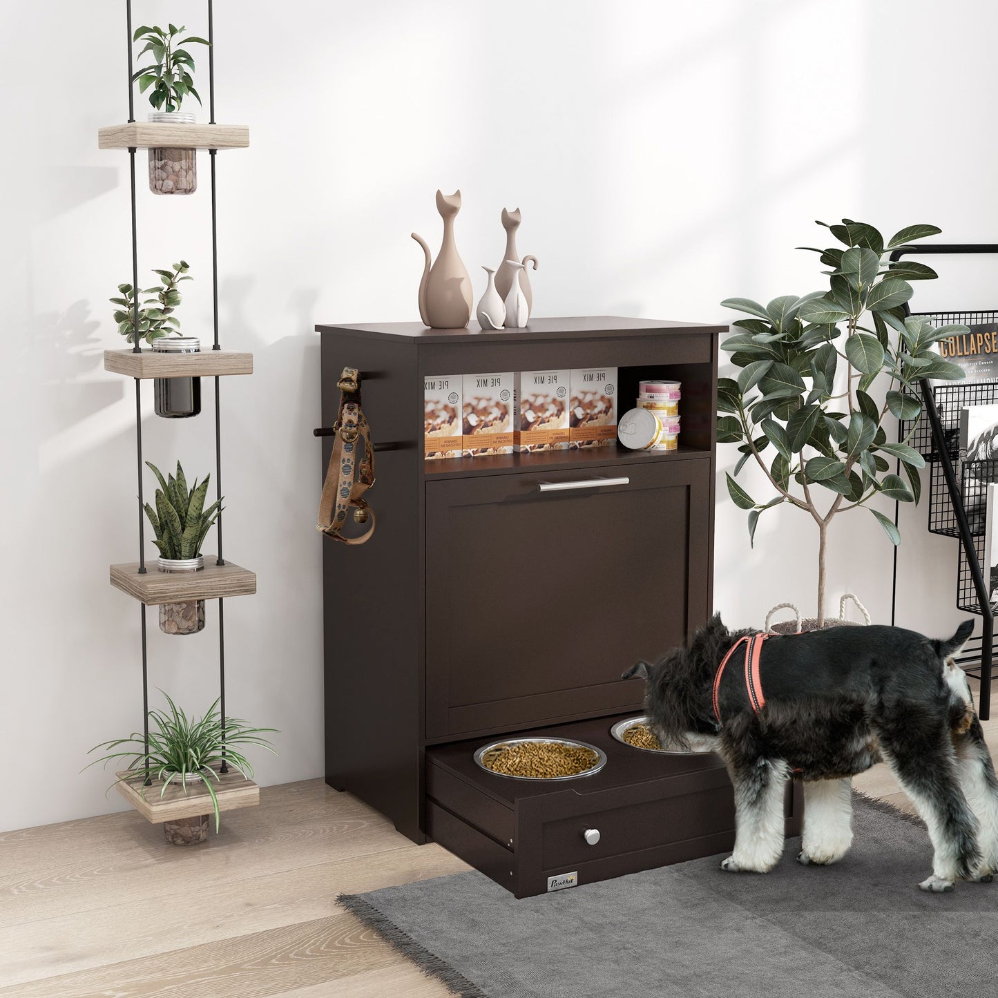 Pet Feeder Station Storage Cabinet, Dog Food Storage Container