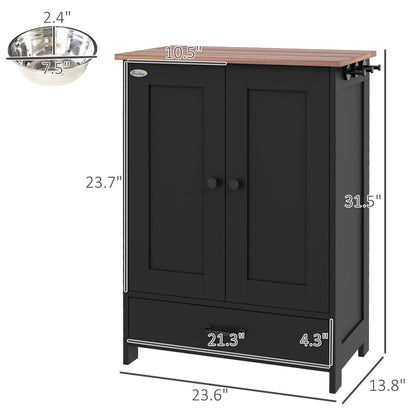 Pet Feeding Station, Dog Food Storage Cabinet with Raised Dog