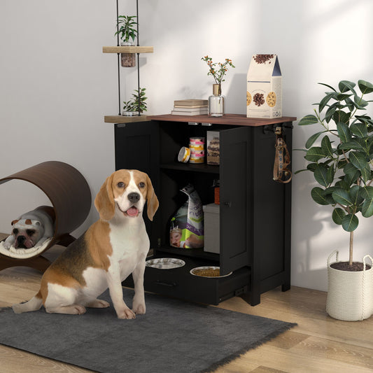 Pet Feeding Station, Dog Food Storage Cabinet with Raised Dog