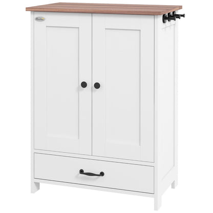 Pet Feeding Station for Medium Dogs, White, with Storage, Raised