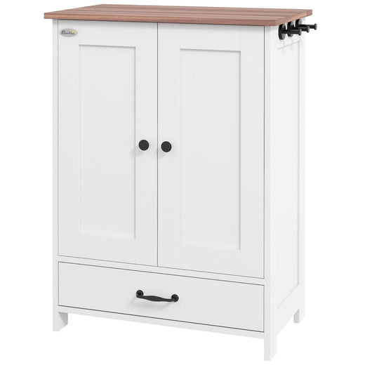 Pet Feeding Station for Medium Dogs, White, with Storage, Raised