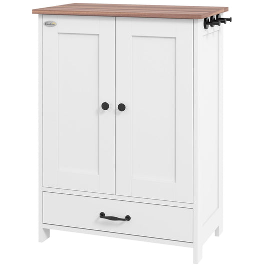 Pet Feeding Station for Medium Dogs, White, with Storage, Raised