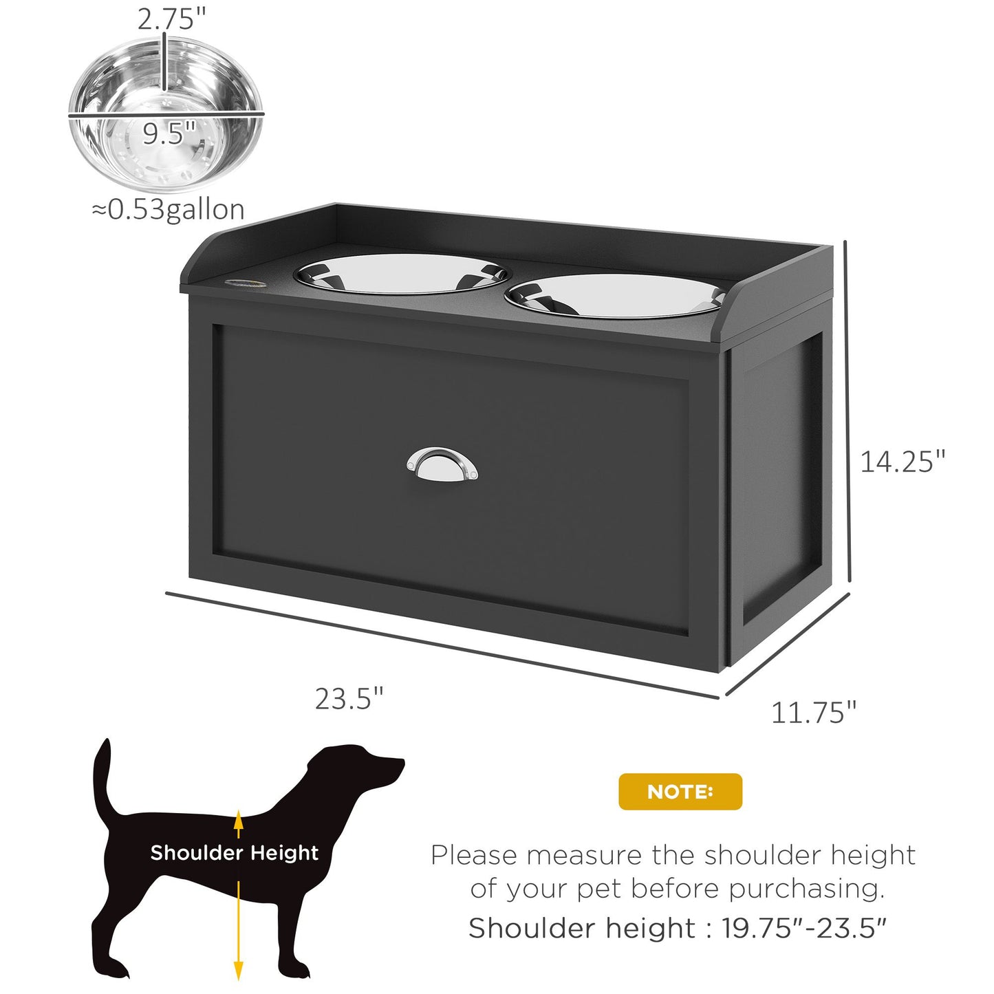 Pet Feeding Station Pet Dish Bowl Set with Storage, 2 Elevated Dog