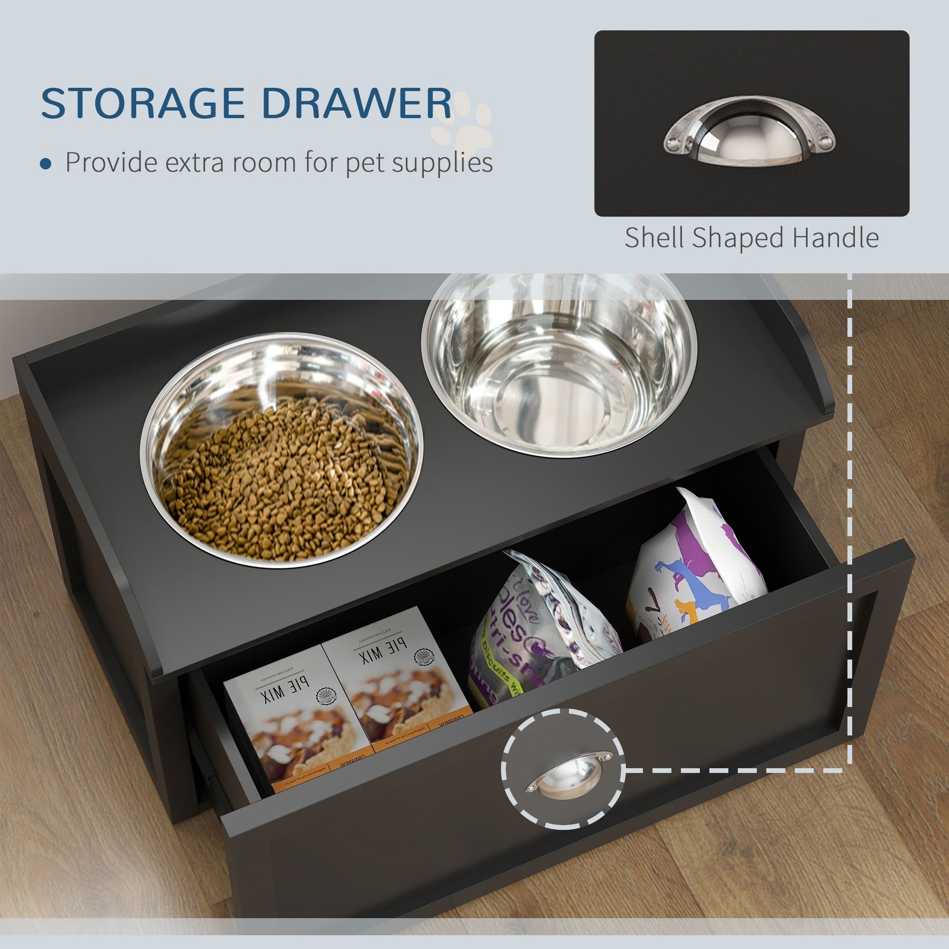 Pet Feeding Station Pet Dish Bowl Set with Storage, 2 Elevated Dog