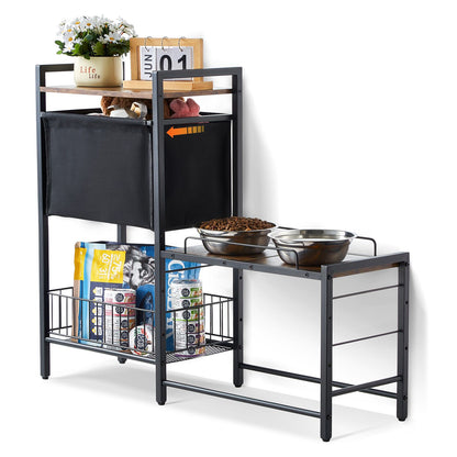 Pet Feeding Station with Storage, Elevated Dog Bowls, Raised Dog