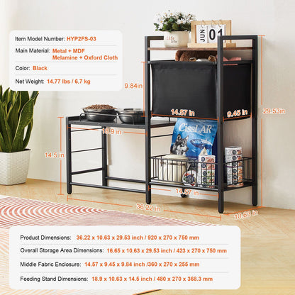 Pet Feeding Station with Storage, Elevated Dog Bowls, Raised Dog