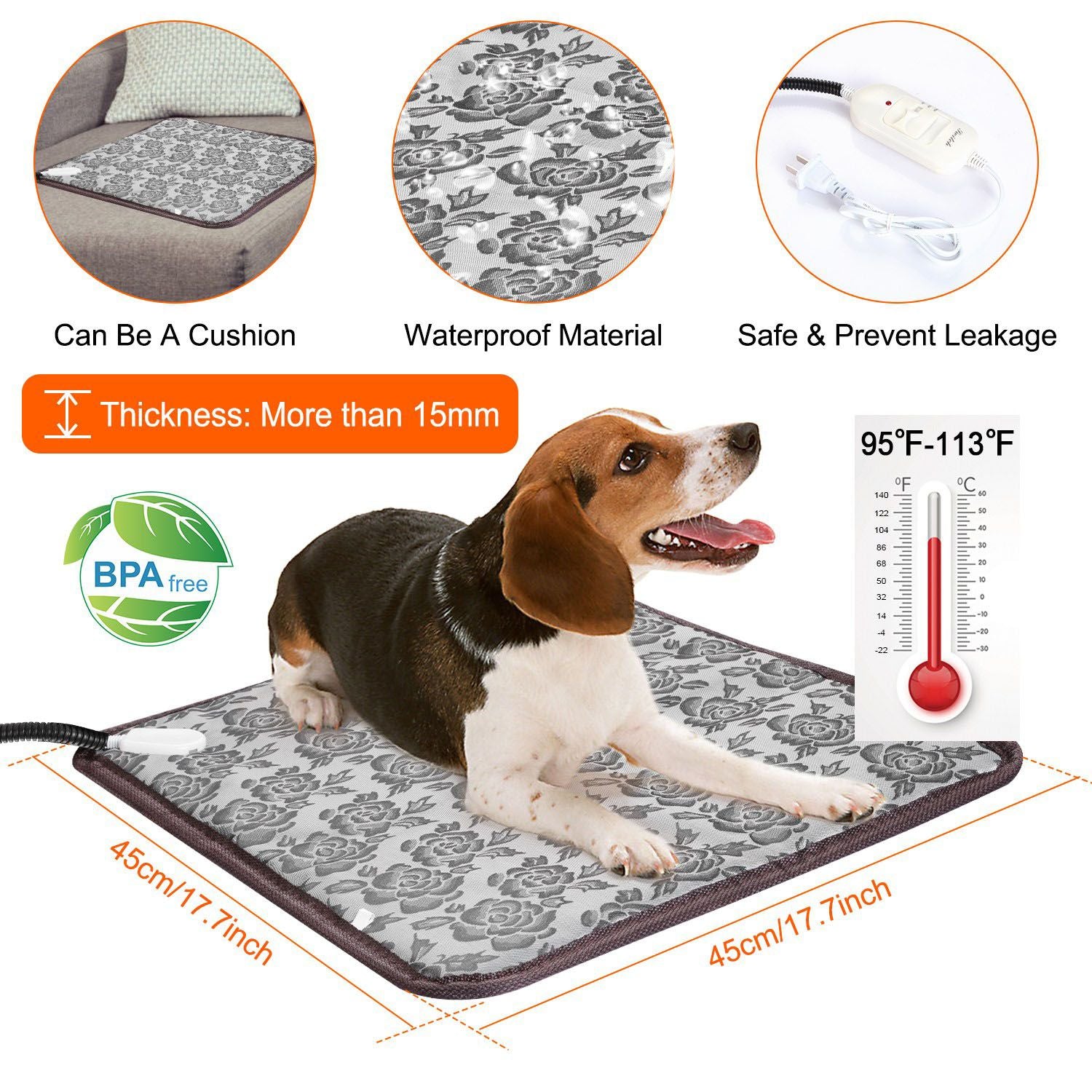 Pet Heating Pad Dog Cat Electric Heating Mat Waterproof