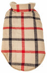 Classical Plaided Insulated Dog Coat Jacket, Khaki/Blue