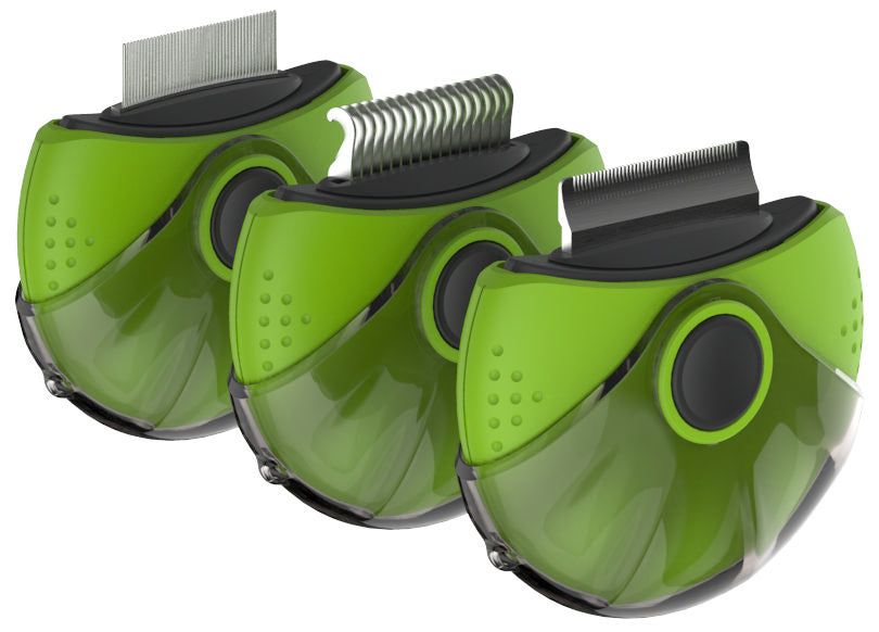 Triple Rotating Rake Deshedder and Dematting Grooming Pet Comb