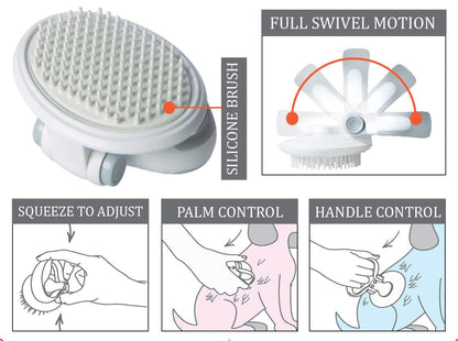 Swivel Travel Silicone Massage Grooming Cat Brush