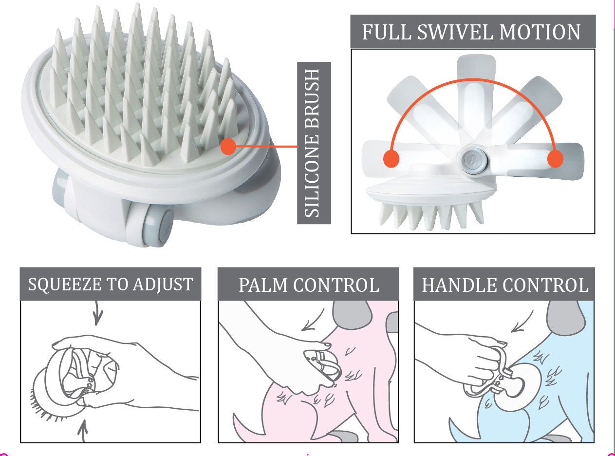 Swivel Travel Silicone Massage Grooming Pet Brush