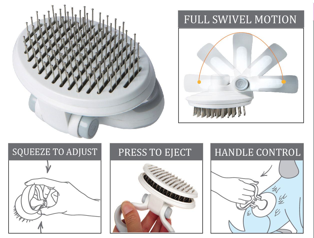 Travel Self-Cleaning Swivel Grooming Pet Pin Brush