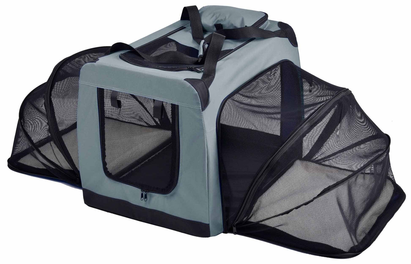 Metal Framed Soft-Folding Collapsible Dual-Sided Expandable Pet Dog