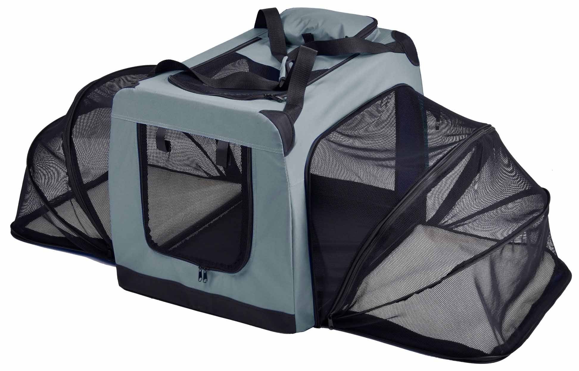 Metal Framed Soft-Folding Collapsible Dual-Sided Expandable Pet Dog