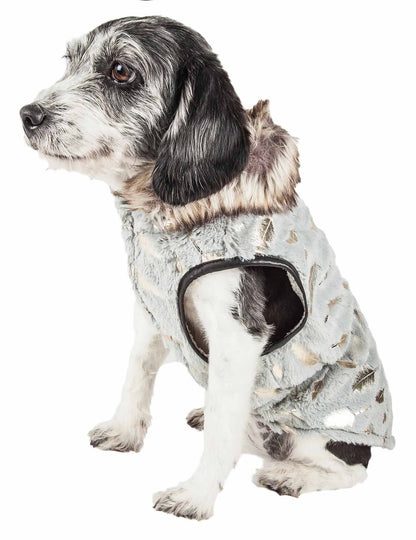 Gold-Leaf Designer Fur Dog Jacket Coat