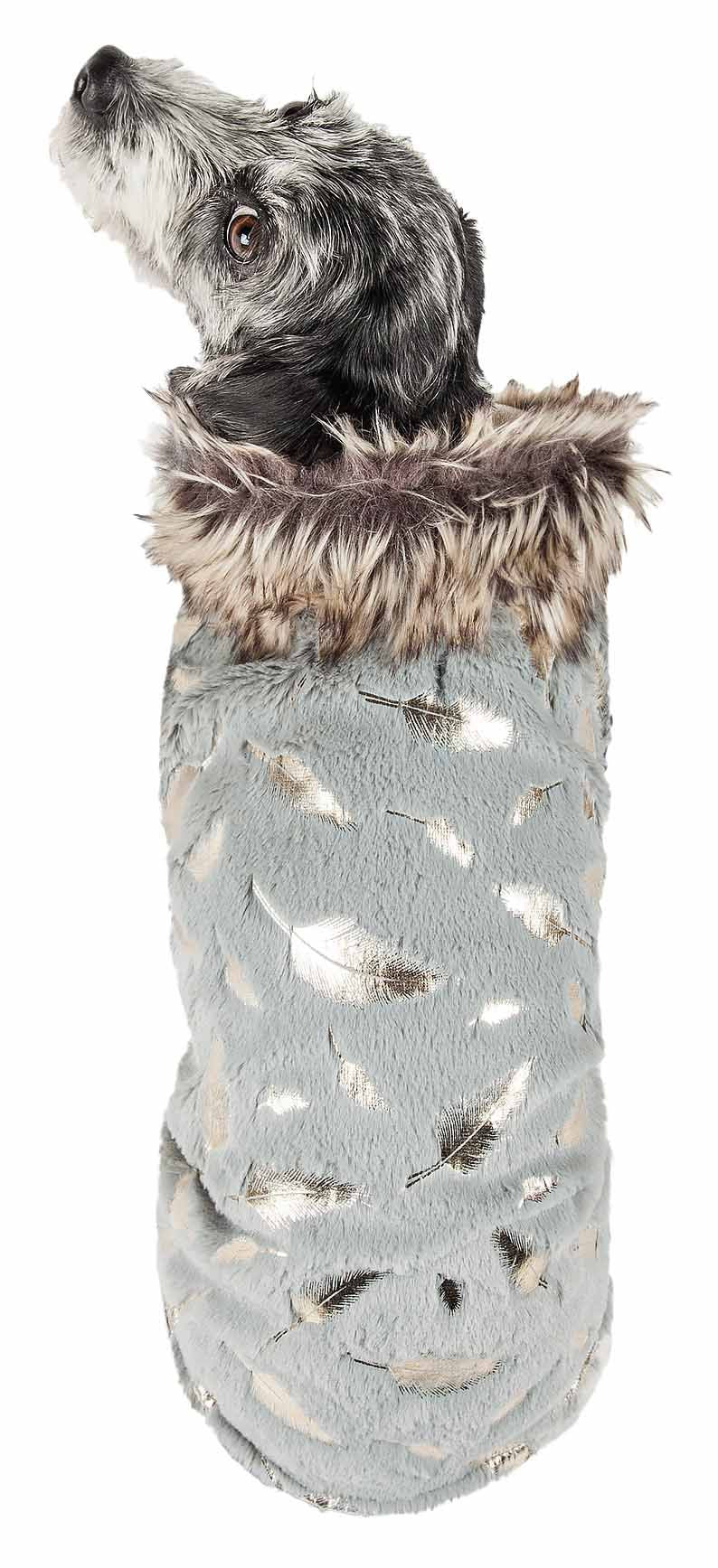 Gold-Leaf Designer Fur Dog Jacket Coat