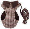 2-in-1 Mesh Reversible Plaided Collared Adjustable Dog Harness-Leash