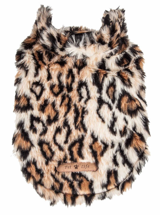 Dazzling Leopard Patterned Mink Fur Dog Coat Jacket