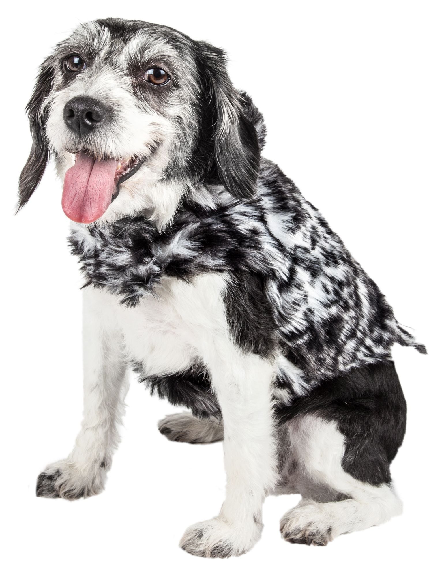 Designer Gray-Scale Tiger Pattern Mink Fur Dog Coat Jacket