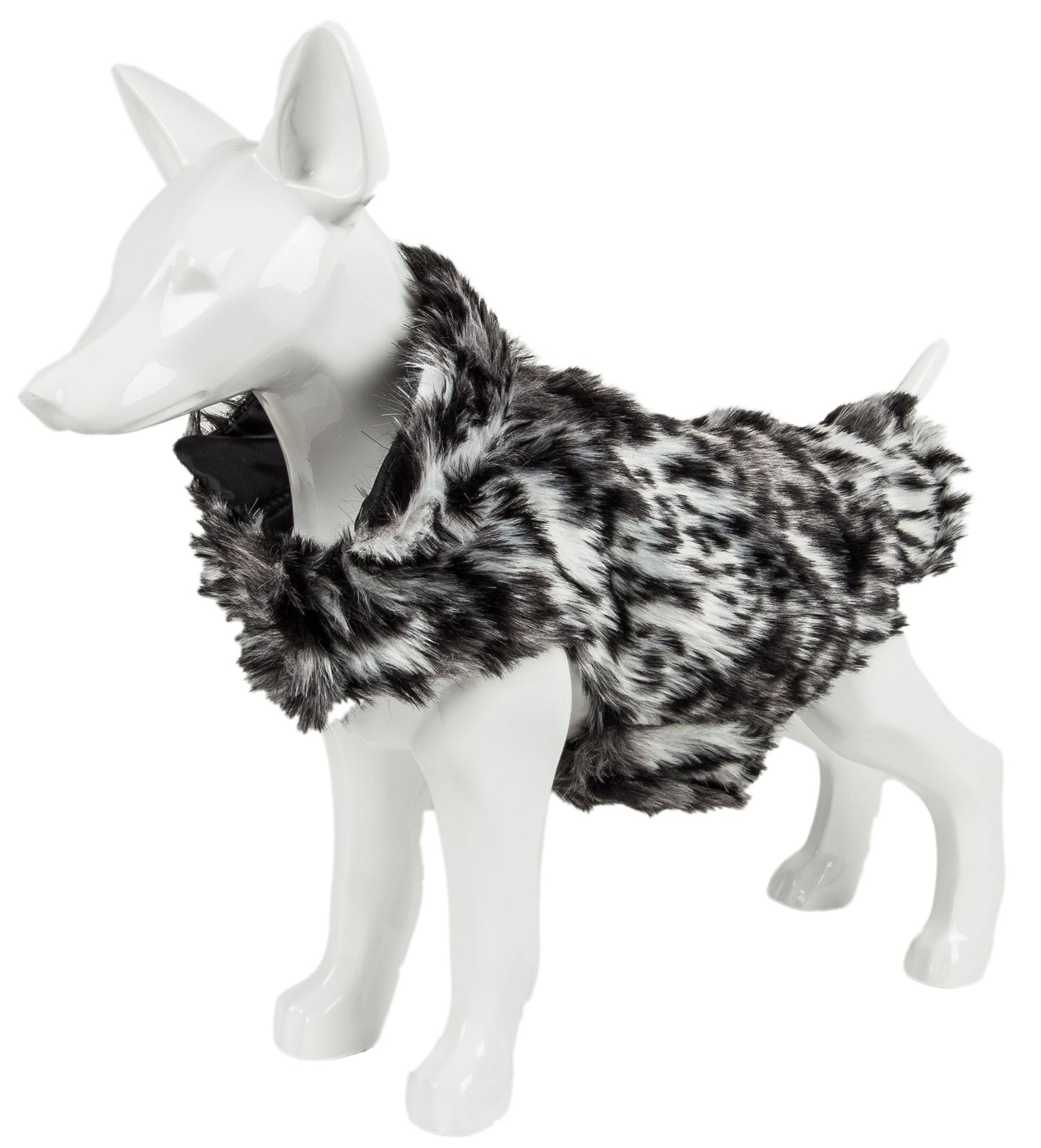 Designer Gray-Scale Tiger Pattern Mink Fur Dog Coat Jacket