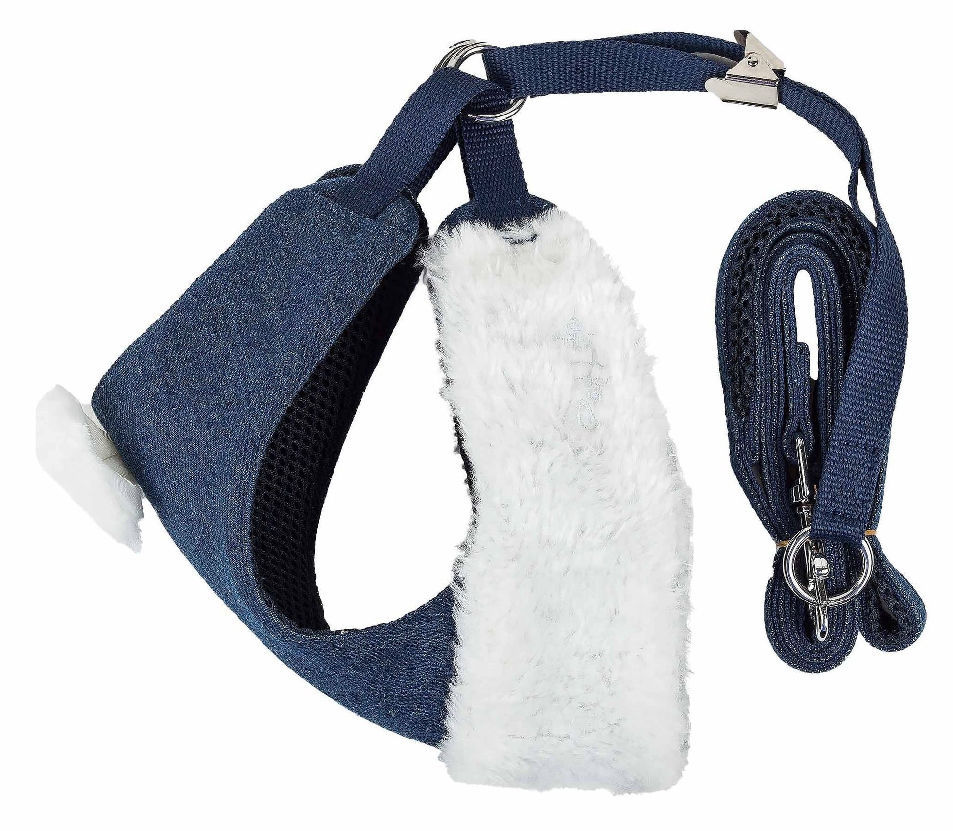 2-in-1 Mesh Reversed Adjustable Dog Harness-Leash with Pom-Pom