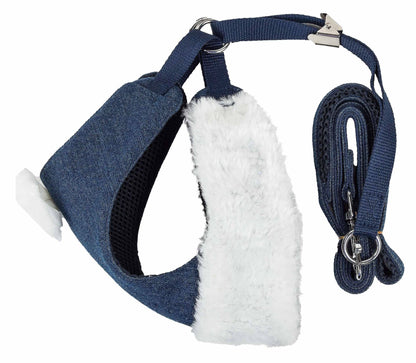 2-in-1 Mesh Reversed Adjustable Dog Harness-Leash with Pom-Pom