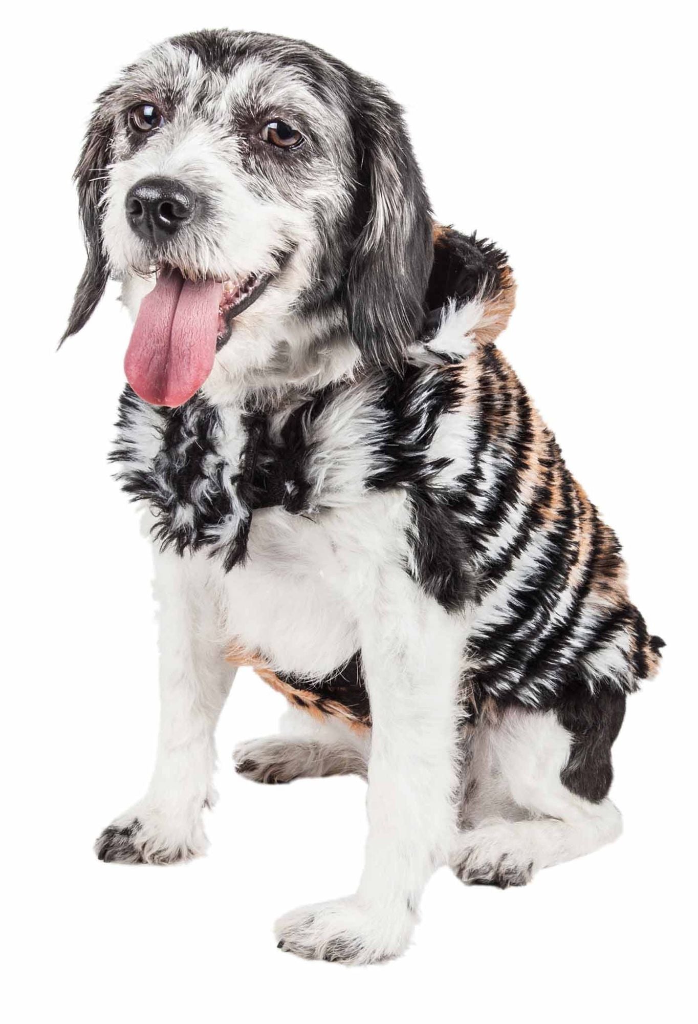 Glamourous Tiger Patterned Mink Fur Dog Coat Jacket