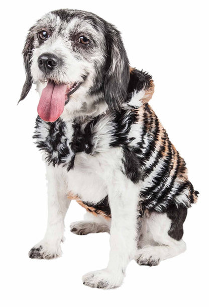 Glamourous Tiger Patterned Mink Fur Dog Coat Jacket