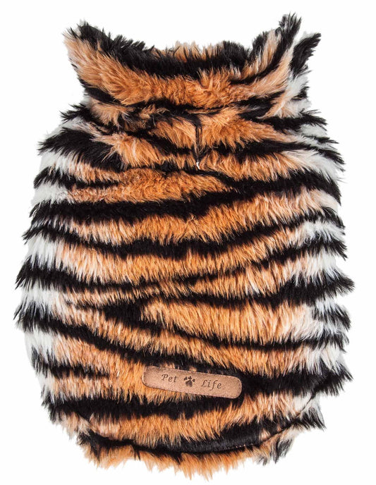 Glamourous Tiger Patterned Mink Fur Dog Coat Jacket