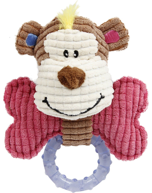 Plush Squeaking and Rubber Teething Newborn Puppy Dog Toy
