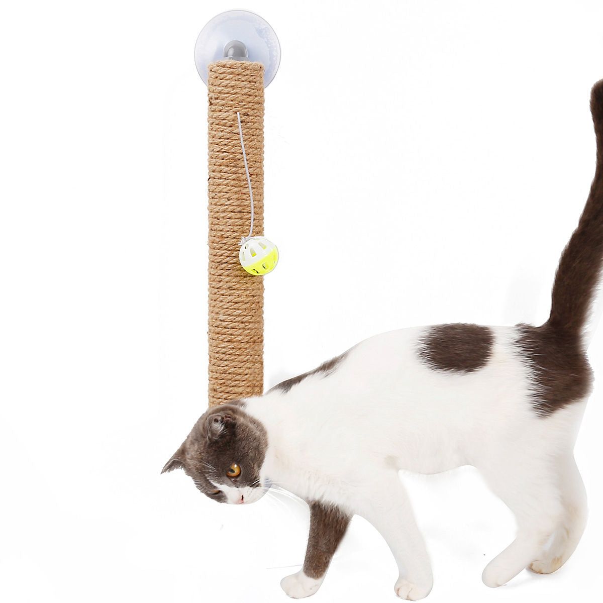 Claw' Sisal Rope and Toy Suction Cup Stick Shaped Cat Scratcher