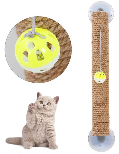 Claw' Sisal Rope and Toy Suction Cup Stick Shaped Cat Scratcher