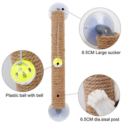 Claw' Sisal Rope and Toy Suction Cup Stick Shaped Cat Scratcher