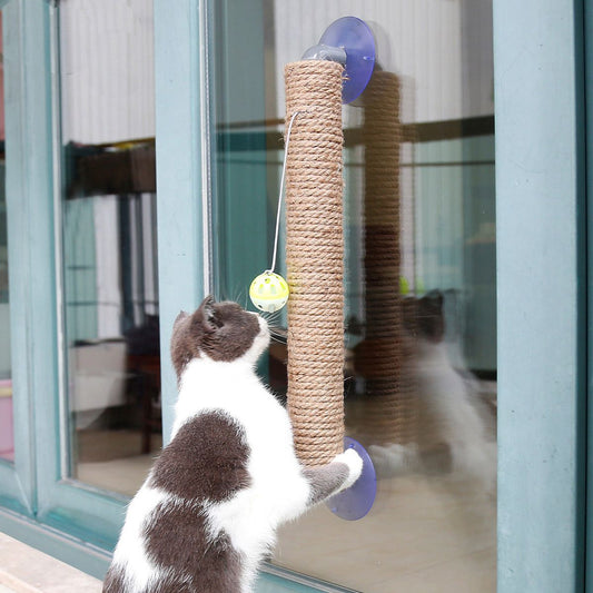 Claw' Sisal Rope and Toy Suction Cup Stick Shaped Cat Scratcher