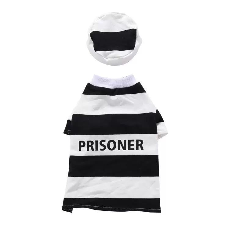 Striped Retro Inmate Prisoner Pet Dog Costume Uniform