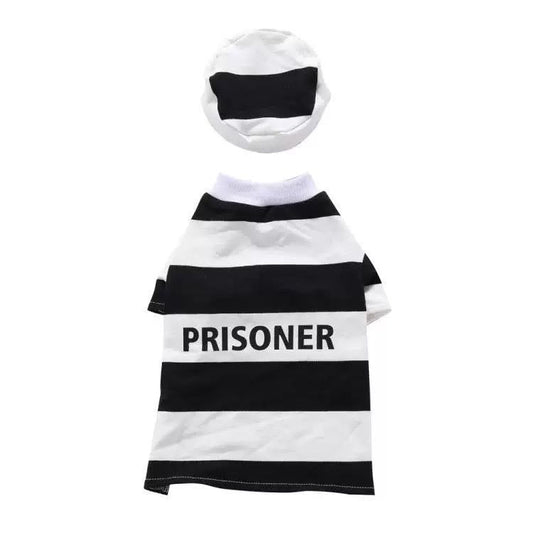 Striped Retro Inmate Prisoner Pet Dog Costume Uniform