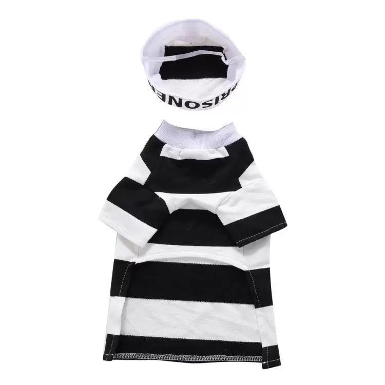 Striped Retro Inmate Prisoner Pet Dog Costume Uniform