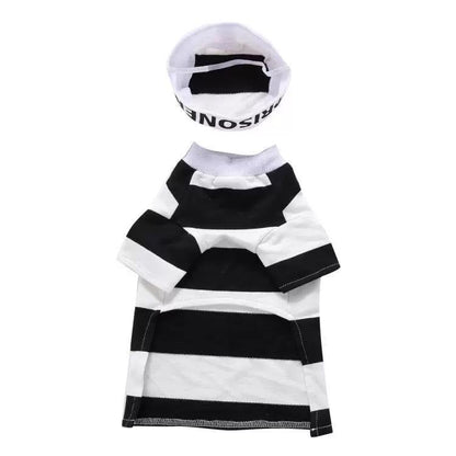 Striped Retro Inmate Prisoner Pet Dog Costume Uniform