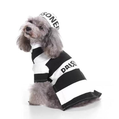 Striped Retro Inmate Prisoner Pet Dog Costume Uniform
