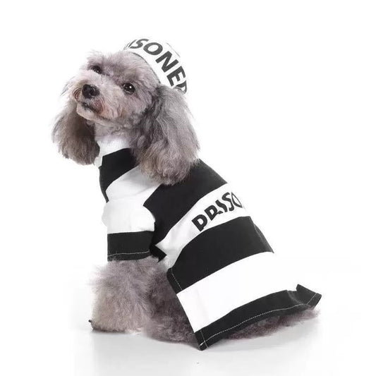Striped Retro Inmate Prisoner Pet Dog Costume Uniform