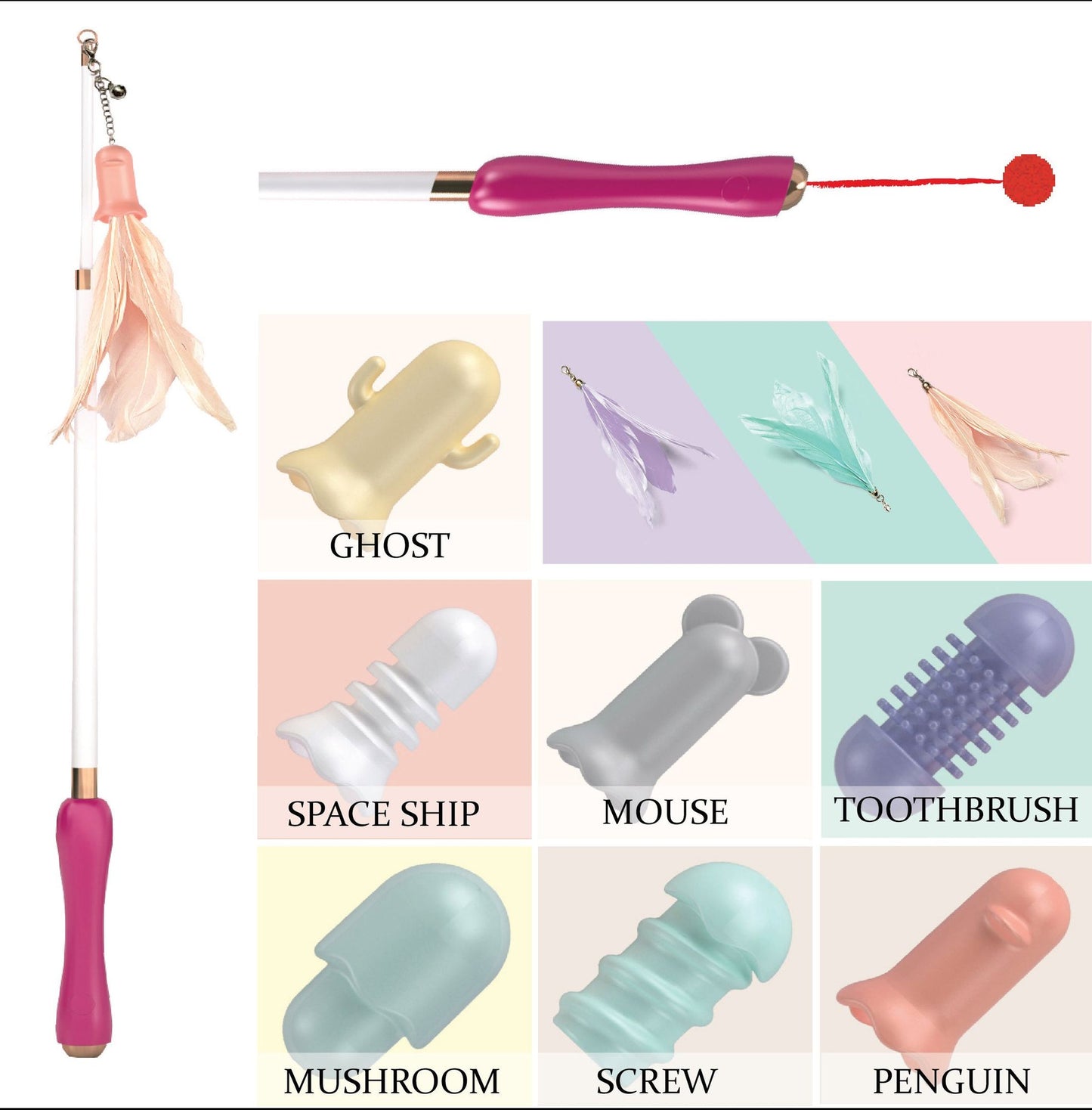 Customizeable and Extendable 10-in-1 Attachment Laser Cat Teaser